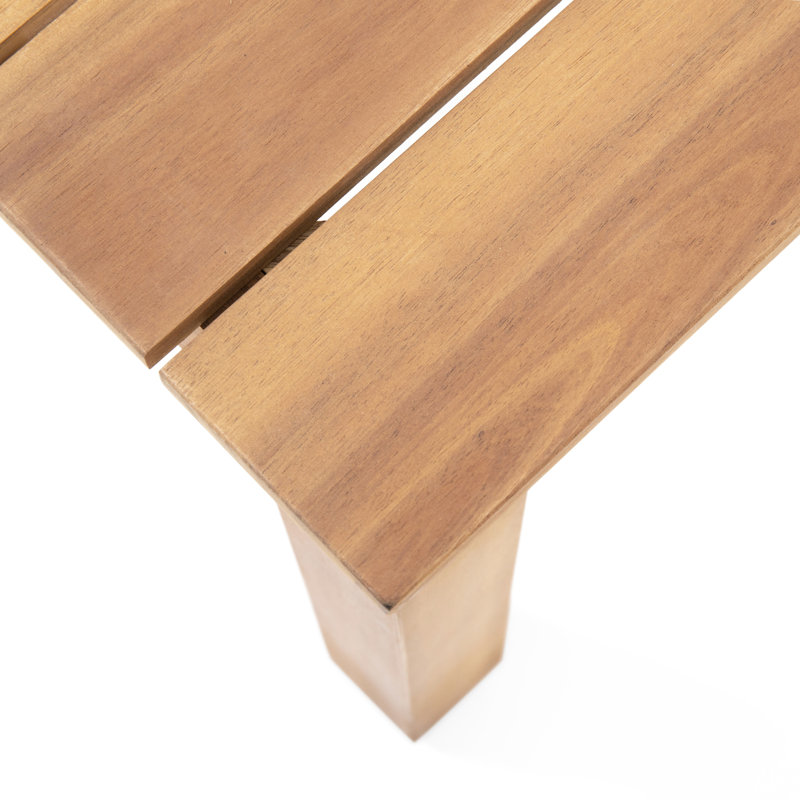 Table d'appoint en bois avec plateau à lattes, aspect minimaliste, l 19,54 po x P 19,54 po x H 15,39 po, brun, extrémité requise pour l'assemblage, 19,54 po x 19,54 po x 15,39 po, requis