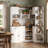71" Tall Corner Bookshelf with Charging Station & Coffee Stand-942124353