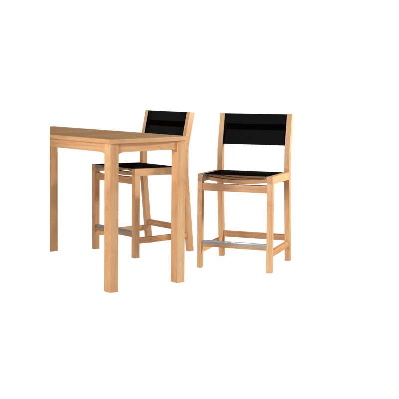 Pearl Teak Outdoor Counter Height Chair, Black