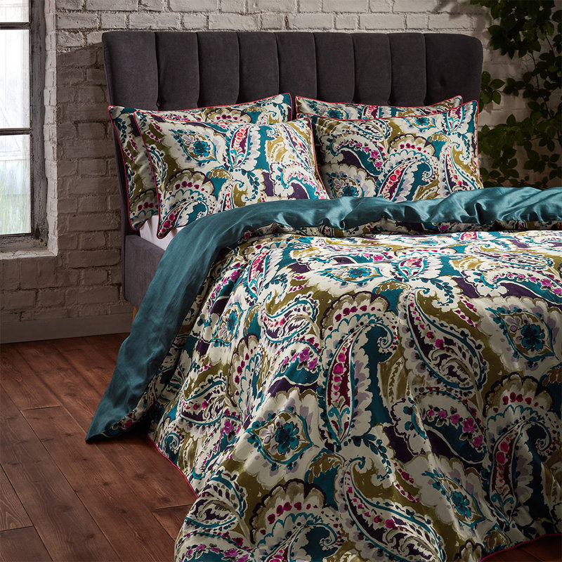 Sateen Paisley Duvet Cover Set with Pillowcases, Super King - 2 Standard Pillowcases