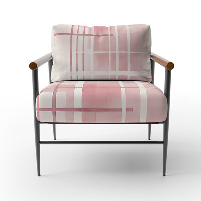 Abstract Modern Transitional Accent Chair - Blush Grid I Arm Chair