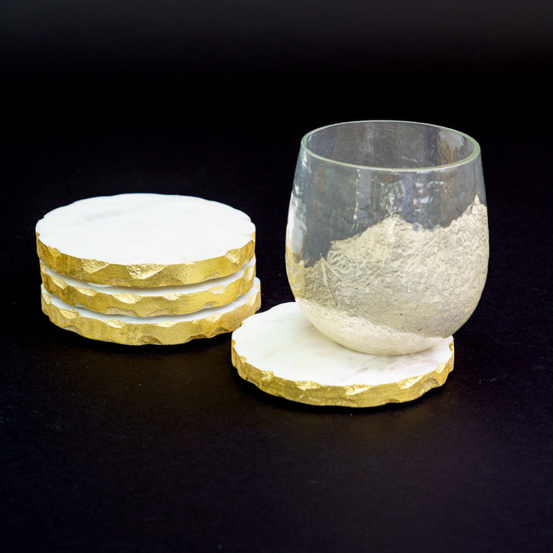 Ensemble de 4 sous-verres en marbre blanc