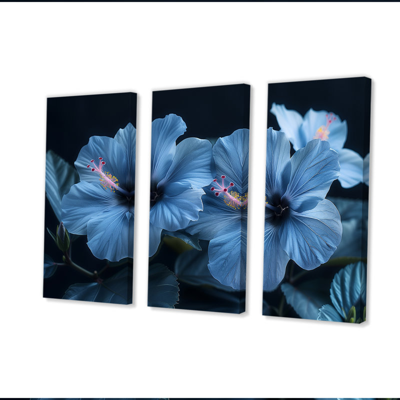Goudy - Ensemble de décoration murale hibiscus, Toile tendue, H 32 po x l 48 po x P 1 po