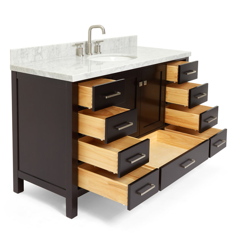 Ensemble de meuble-lavabo simple 55 po Cambridge, Espresso / nickel brossé