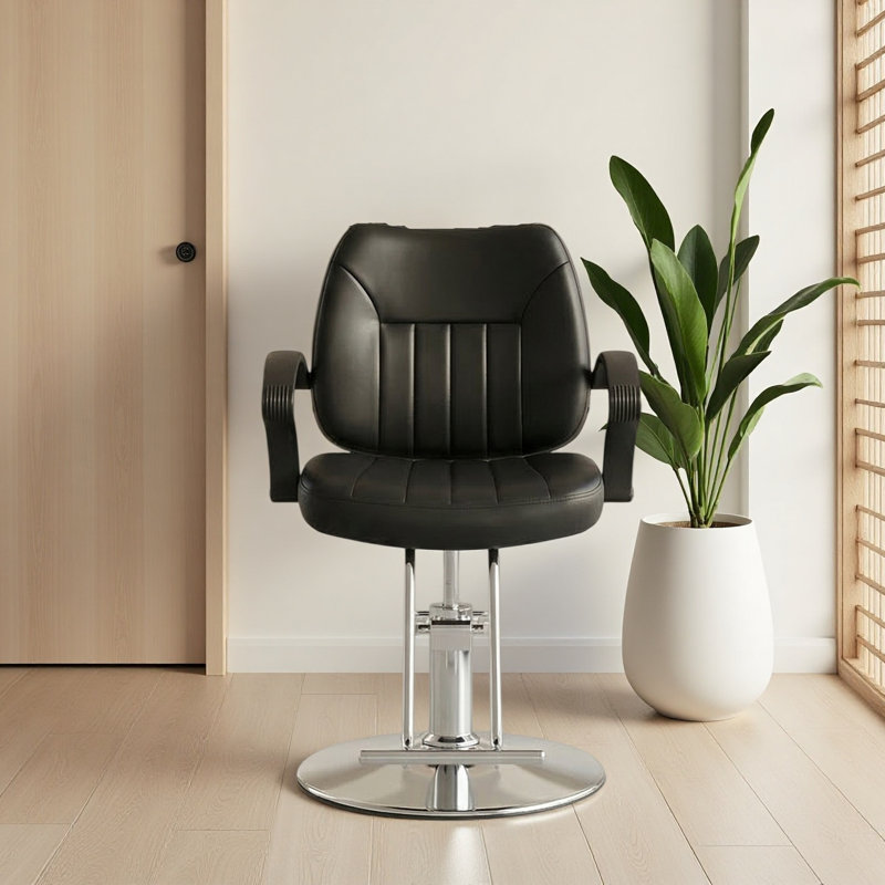Fauteuil de coiffure hydraulique, Argent, Noir