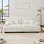 Canapé 2 places pour le salon, canapé 2 places en chenille avec 2 coussins lombaires et 2 coussins décoratifs, chenille blanc-850964745