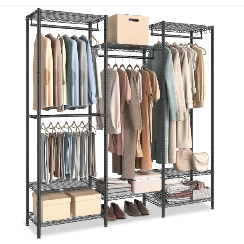 Gretchine 175cm Industrial Pipe Clothing Rack, Black