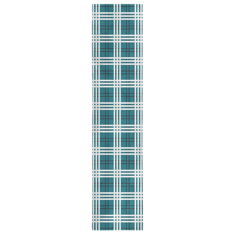 Paid Polyester Table Runner, 72" L x 16" W, Teal/Black/White