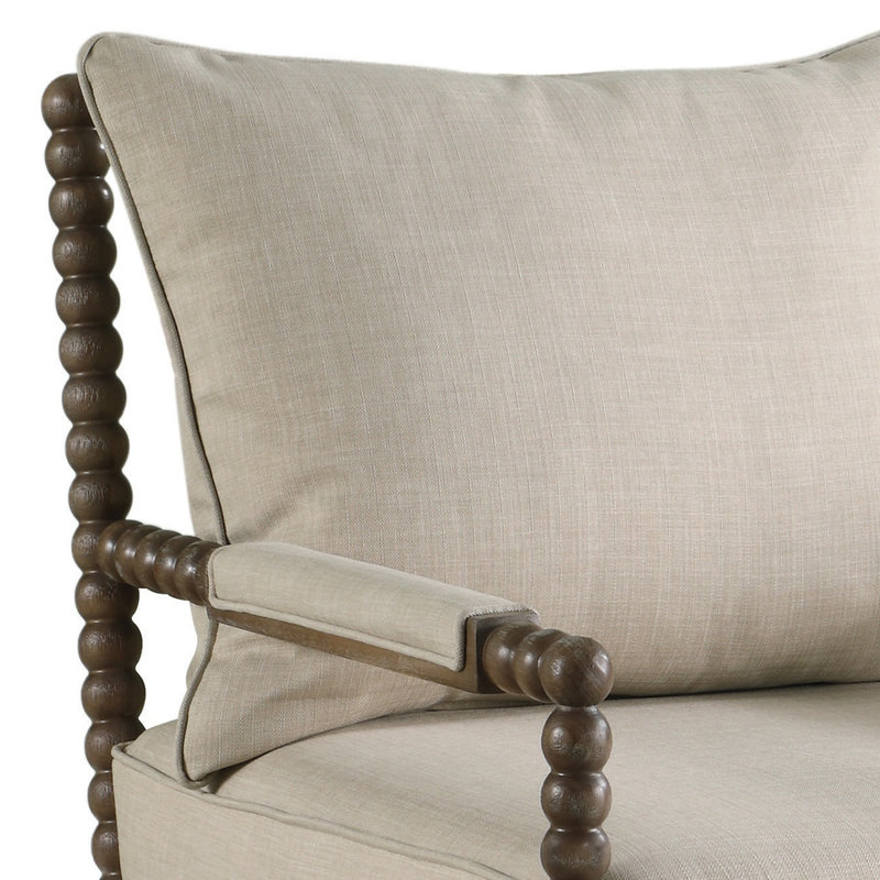 Fauteuil d'appoint rembourré Herndon, Brun, 100 % polyester beige