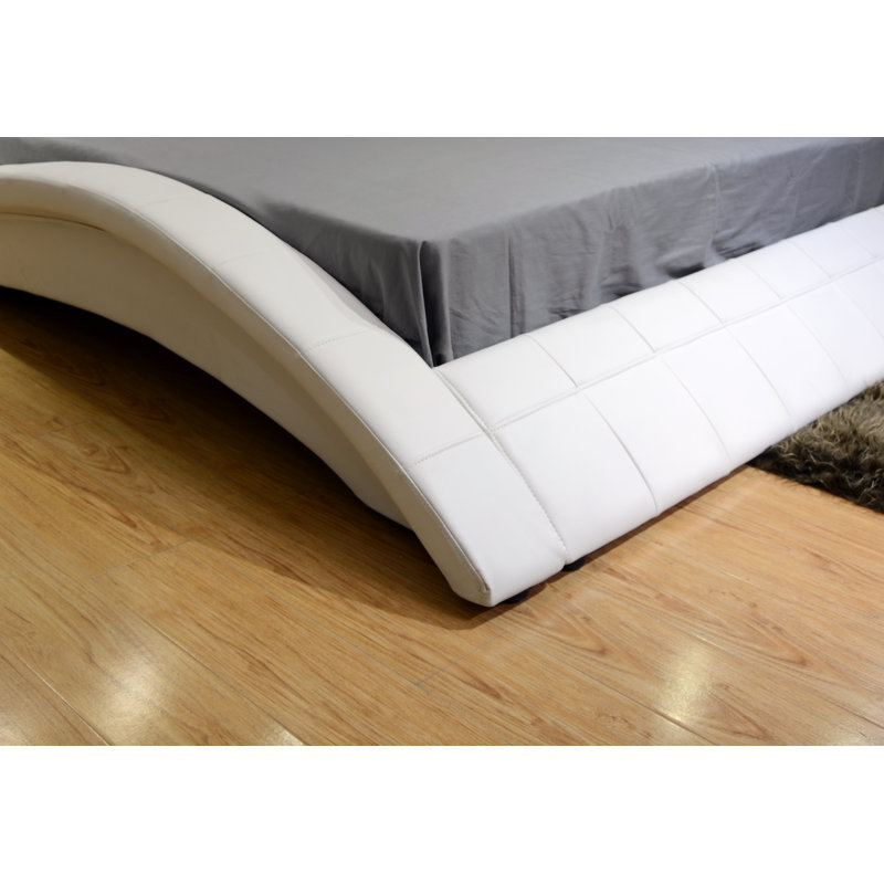 Anglo Vegan Leather Wingback Bed, White, Queen