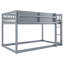 Lit superposé bas simple au-dessus de simple avec échelle - Lit superposé au sol en bois massif pour enfants et enfants, gris-1690100827
