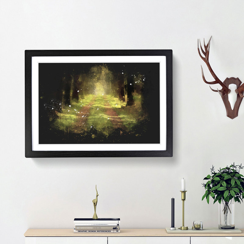 Direction Of The Forest Paint Splash - Picture Frame Graphic Art, Black Framed, 62cm H x 87cm W x 2cm D