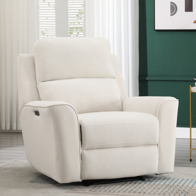 Snejana 40.2" Wide Microfiber Upholstered Power Recliner with USB Port, Wall Reclining Chair