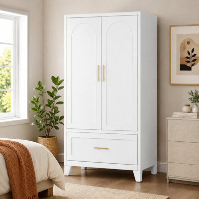 Garde-robe en acier blanc avec tablette réglable et tringle suspendue - 1 tiroir, l 31,5 po x P 17,72 po x H 60,16 po
