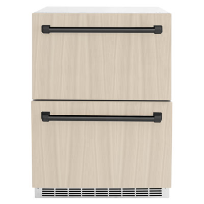 ZLINE Autograph Edition 24 In. Touchstone Refrigerator Drawer in Black Matte and Gold