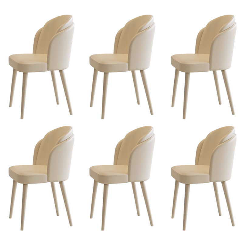Cream Soft Imitation Leather Sponge Dining Chairs