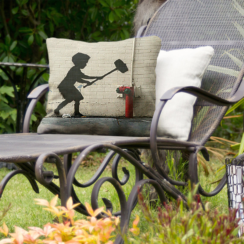 Geometric Outdoor Reversible Throw Pillow, 18" x 18", No