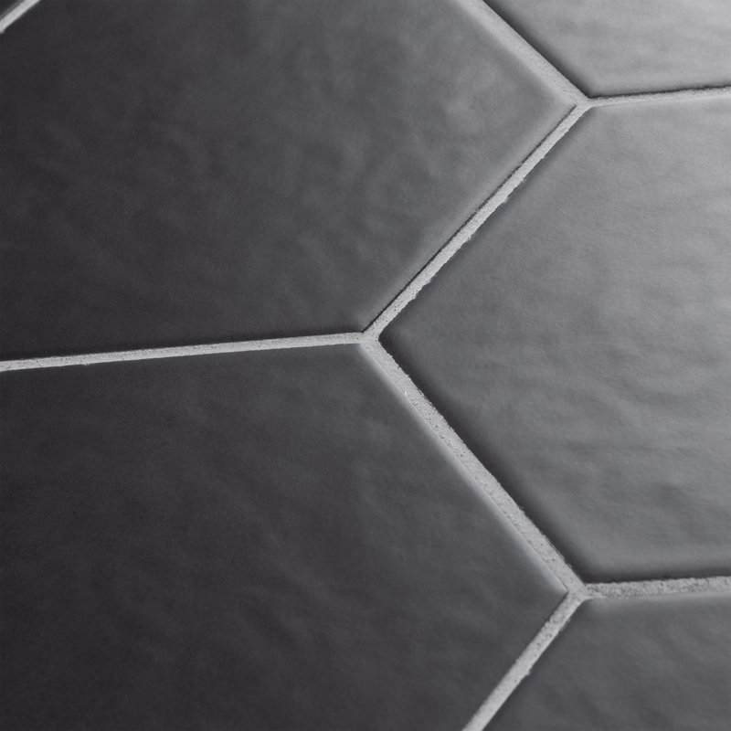 Hexatile 7" x 8" Porcelain Tile, Matte Nero