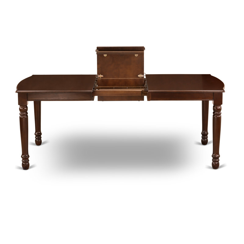 Cet ensemble de salle à manger moderne 5 pièces comprend une table rectangulaire en bois avec un papillon et 4 chaises de salle à manger en acajou