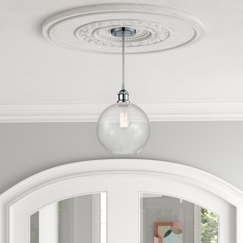 Baptista 1 - Light Single Pendant, Polished Chrome, 6 Watt Vinage LED Bulb, Clear Crackle