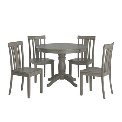 Ensemble de salle à manger à piédestal en bois massif pour 4 personnes Plympton