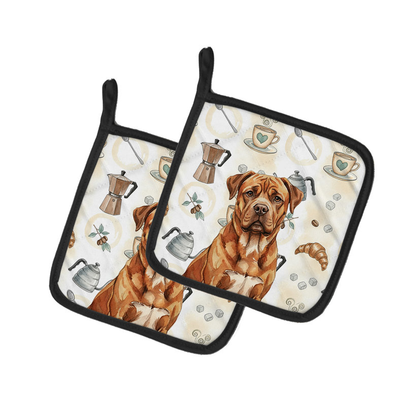 Paire de poignées en acajou Dogue de Bordeaux