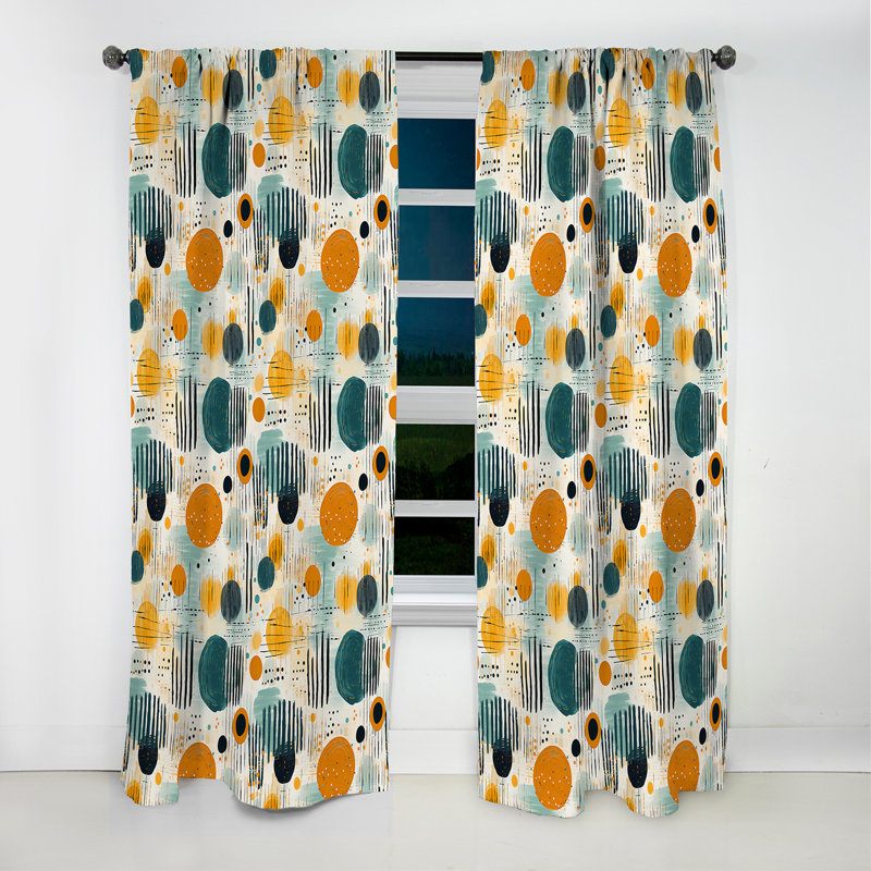 Motif géométrique jaune et vert V - rideau occultant géométrique abstrait - 1 panneau, L 52 po x L 108 po