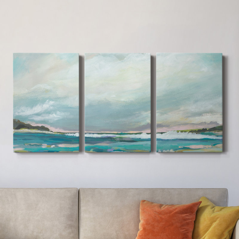 Vue sur la mer III - Toile tendue avec châssis de qualité supérieure - Prêt à être accroché, H 48 po x l 96 po x P 1 po