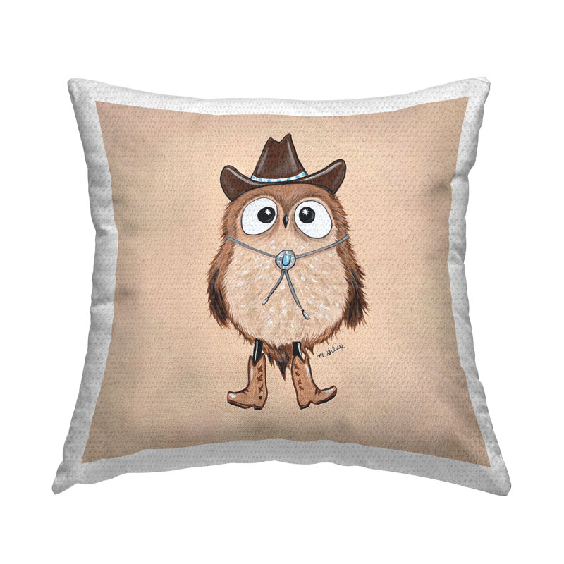Oreiller imprimé Western Western Cowboy Owl par Michelle Gilsey