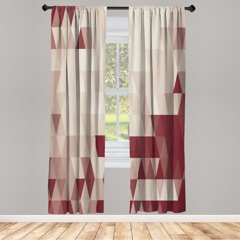 Wrought Studio™ Geometric Curtains, Triangle Pattern Abstract, Pair, Pale Maroon, 28" W x 63" L