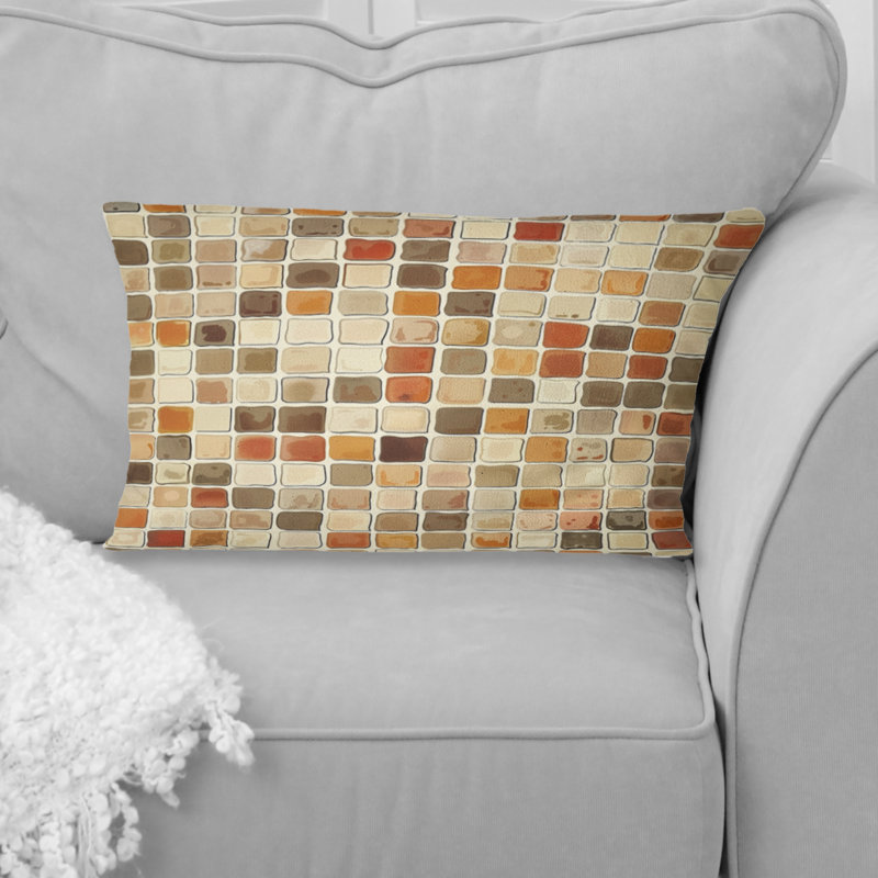 Brown Midcentury Mosaic II - Midcentury Lumbar Pillow