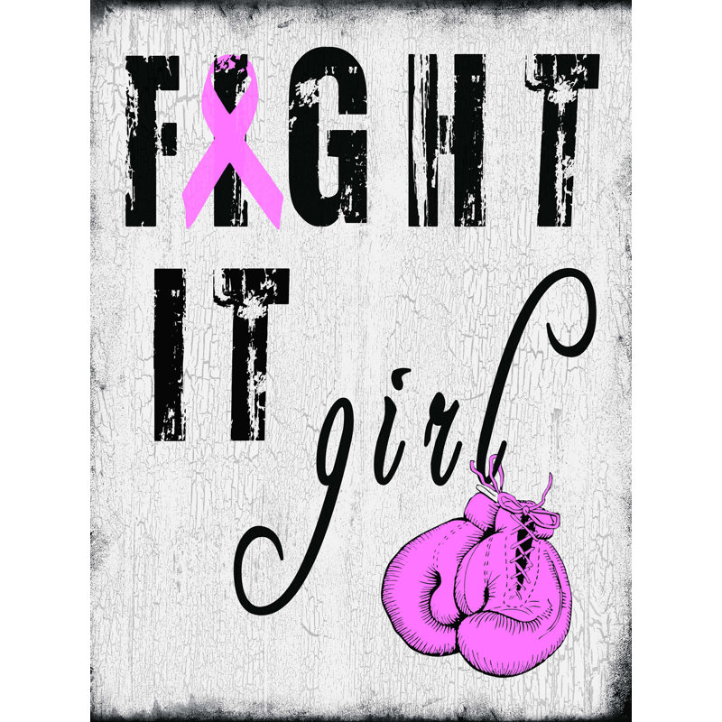 Fight It Girl - art textuel sur toile tendue, H 40 po x l 30 po