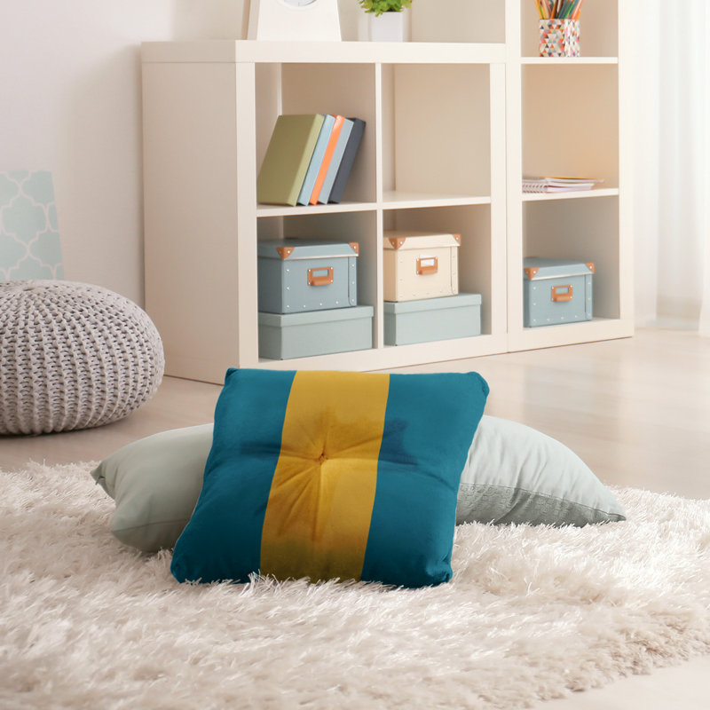  Coussin de sol touffeté, 30 po x 30 po, Aqua / Or
