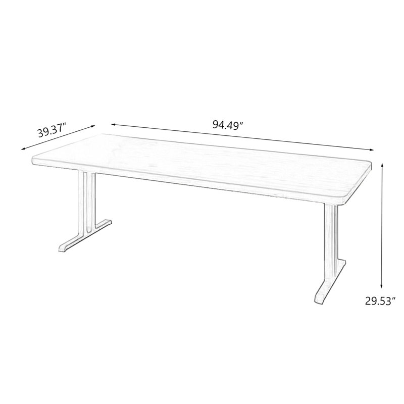 Brown Rectangular Solid Wood desk, 29.53" H x 94.49" W x 39.37" D