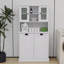 Grande armoire de salle de bain avec panier à linge inclinable à deux compartiments - 2 tablettes réglables-380013045