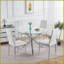 Table basse en métal chromé peu encombrante avec plateau en verre de 110 x 110 cm, facile à nettoyer et amp; Stable pour le salon-146030375