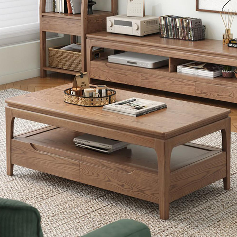 Table basse en frêne avec 4 tiroirs, H 17,71 po x L 51,18 po x l 27,56 po
