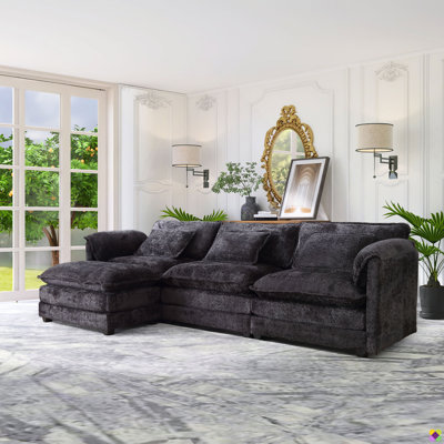 Millan 112" L Shaped Modular Sectional Sofa with Ottoman & Memory Foam
