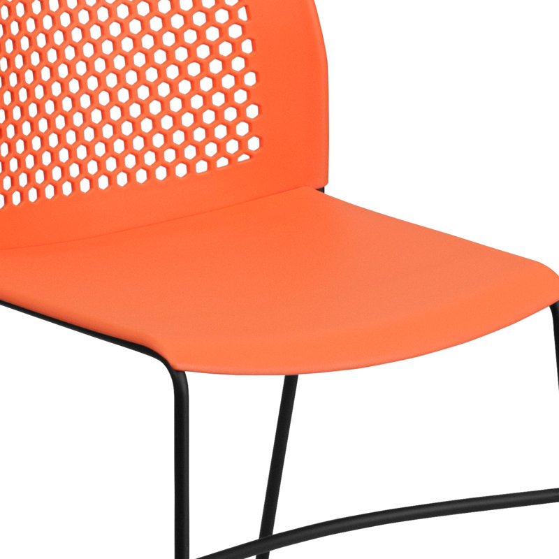 Oliverson 661 lb. Capacity Stack Chair with Air-Vent Back and Powder Coated Sled Base, Orange