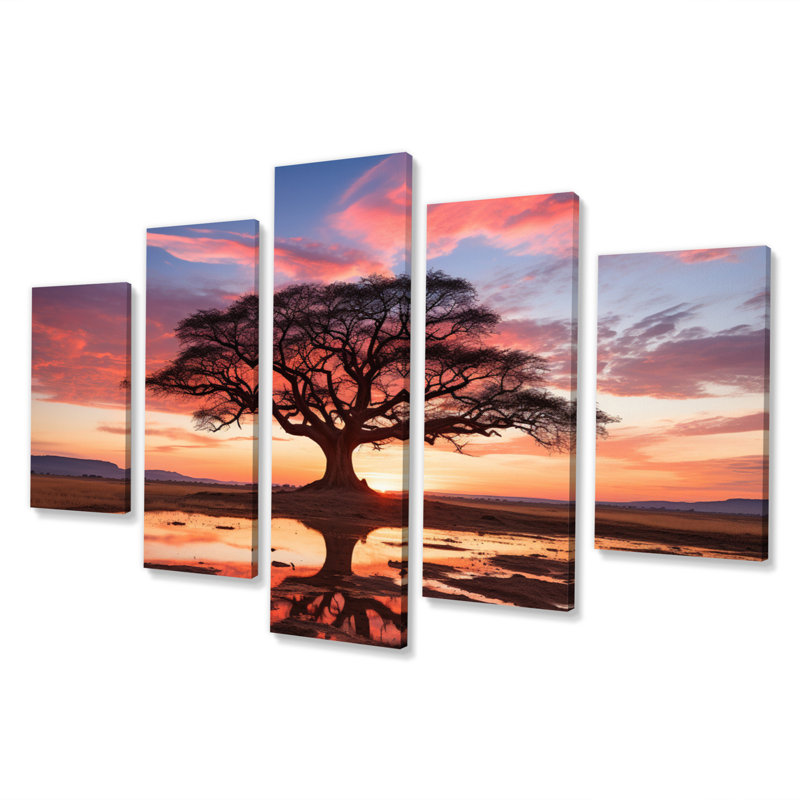  «Parc national du Serengeti, Tanzanie IV - Impression sur toile - 5 panneaux