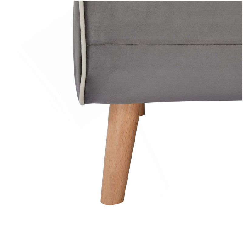 Fauteuil-lit moderne en velours pliable avec passepoil - dossier réglable à 3 positions, se transforme en lit en 10 secondes, comprend un oreiller, un canapé-lit gris pour économiser de l'espace
