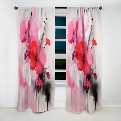 Rideau occultant à motif floral fuchsia Gilligan - 1 panneau