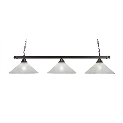 Square 3 Light Bar With 16" Gold Ice Glass