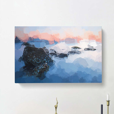 Beach in Yantai China in Abstract - Wrapped Canvas
