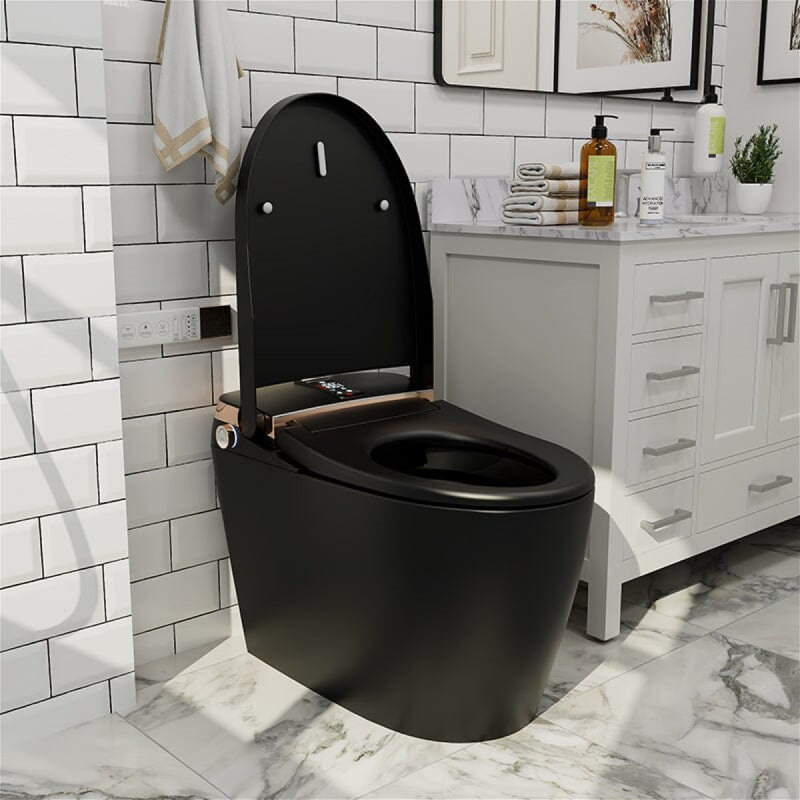 Toilette intelligente avec couvercle à ouverture automatique, chasse d'eau automatique et bidet, chauffage instantané sans réservoir, télécommande sans fil, conception moderne pour salles de bain luxueuses