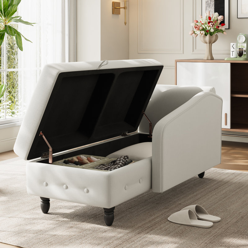 Upholstered Chaise Lounge, White