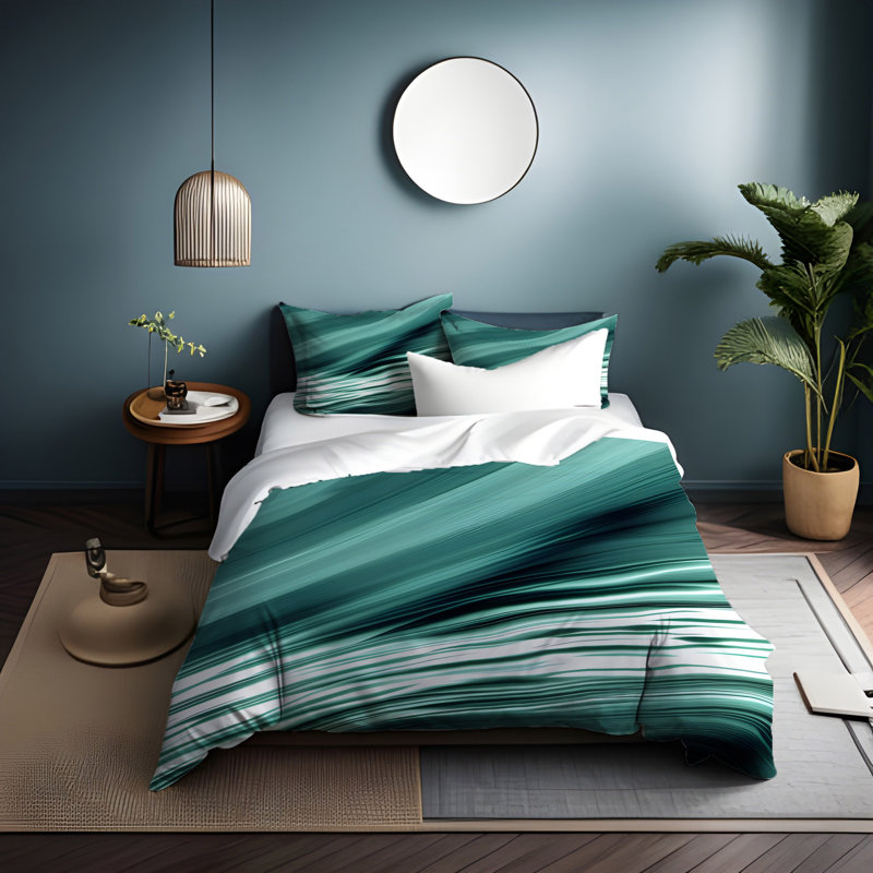 Polyester Abstract Duvet Cover, King Duvet Cover + 2 King Shams