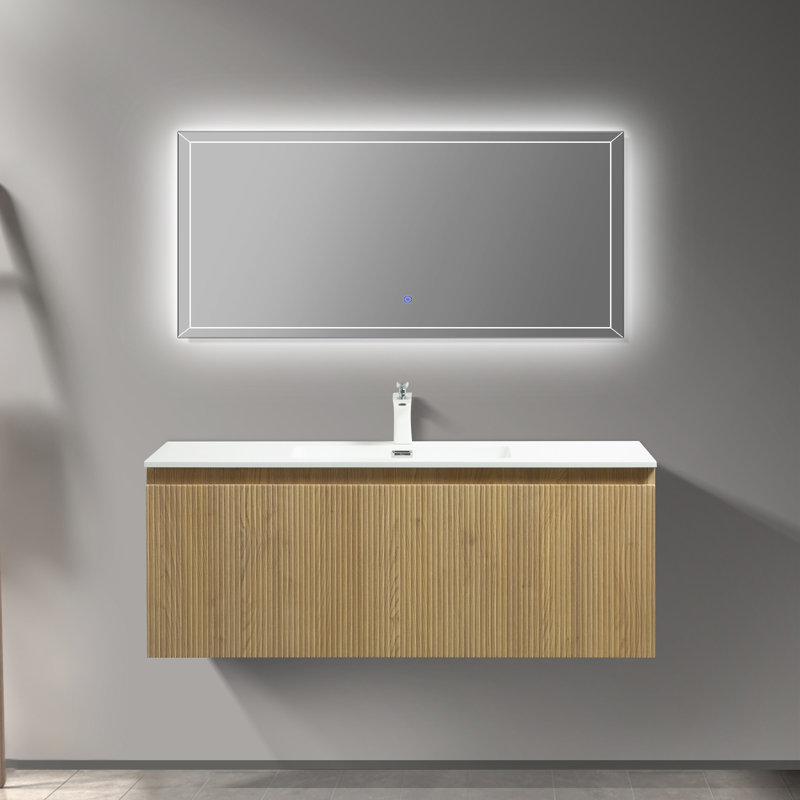 Meuble-lavabo mural simple 48 po avec plateau en résine, 47", 1