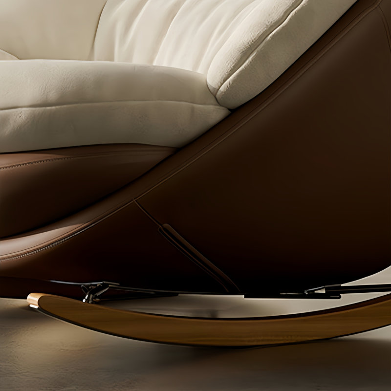 Chaise berçante moderne avec repose-pieds, Brun