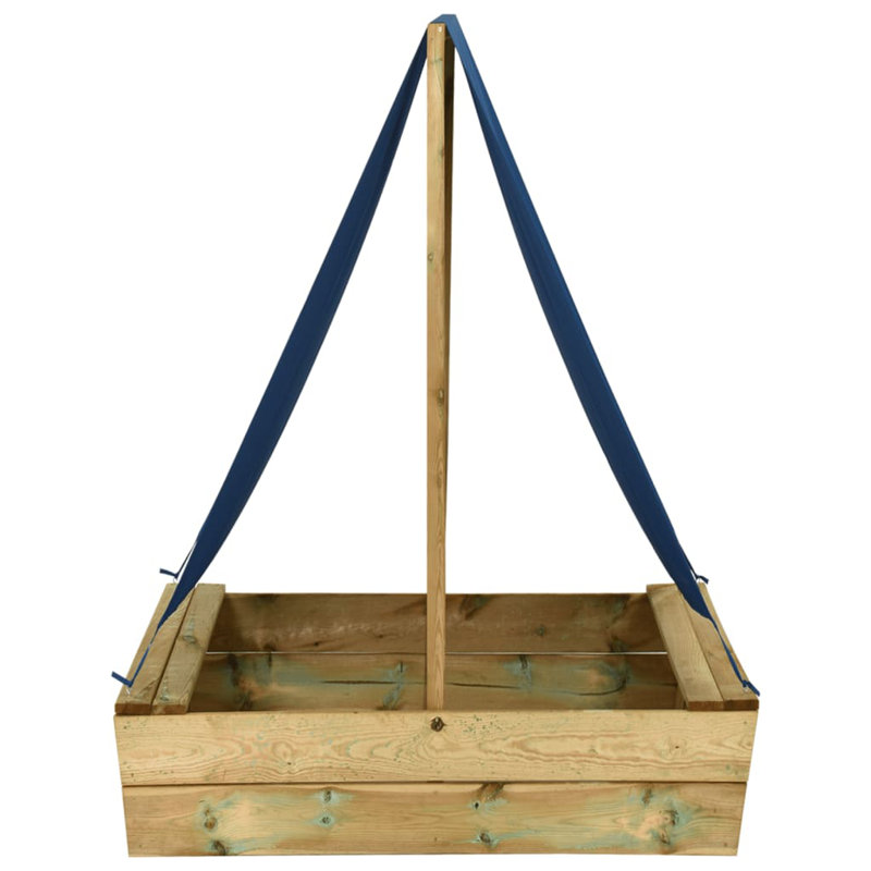 Harriet Bee Vasek Solid Wood Rectangle Sandbox with Cover, 97.5cm H x 80cm W x 60cm D